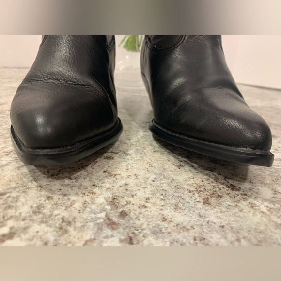 VINTAGE ZODIAC CARSON FRINGE LEATHER COWBOY BOOTS LADIES 6M WESTERN BLACK - Picture 4 of 13